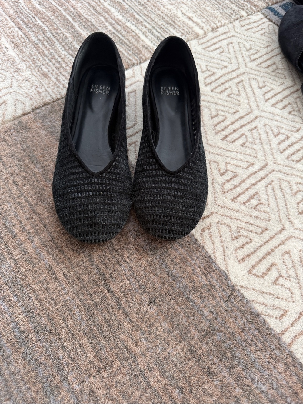 Eileen Fisher Black Knit Slip-On Flats